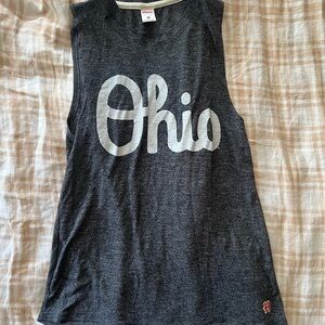 Homage Women’s Script Ohio Sleeveless Muscle Tank - Charcoal Gray